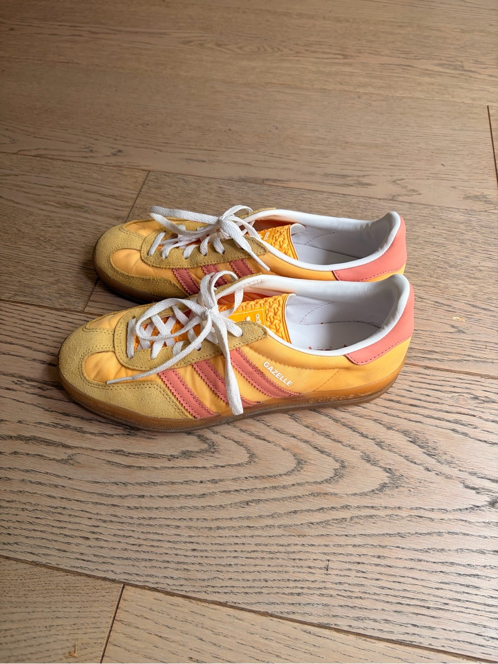 adidas Yellow Sneakers with Coral Stripes - Picture 3 of 4